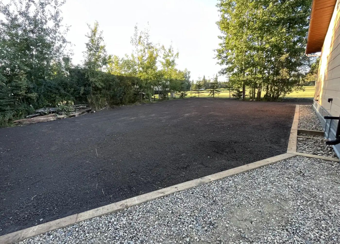 Landscaped backyard.