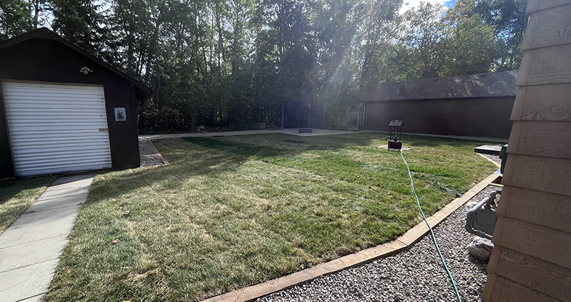 fresh landscaped yard in athabasca county in alberta by Northern Groundworks Solutions